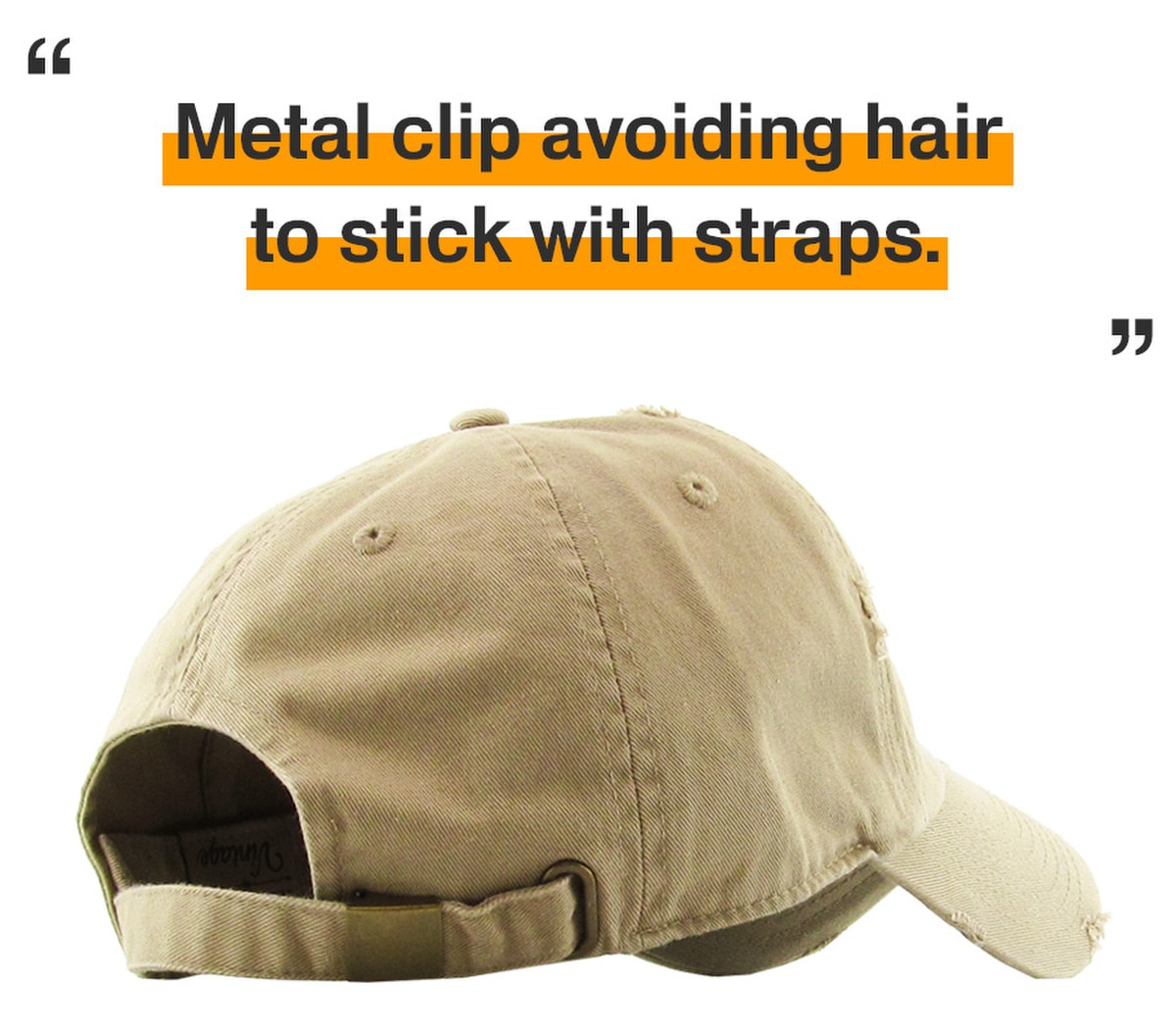 Khaki Distressed Vintage Baseball Cap Back Side View